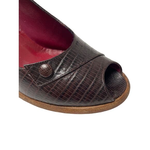Vintage CHUCKIES New York Peep Toe Heels, Brown Leather, Size Euro 38.5 (8) - Picture 3 of 7